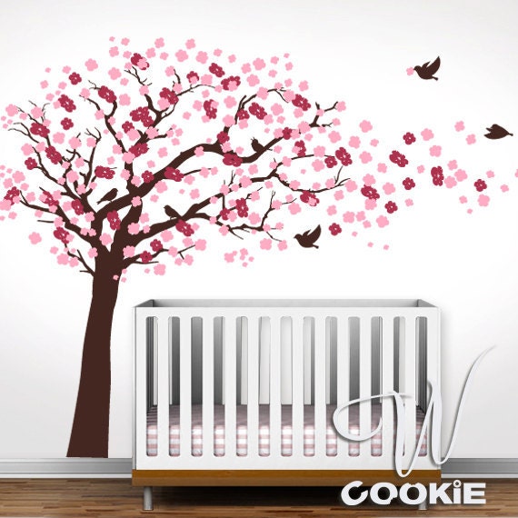 Cherry Blossom Tree with Birds  - Nursery Wall Decal