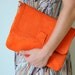 DUNE. Orange suede clutch / crossbody purse / shoulder bag / large clutch.