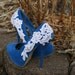 Turquoise Blue Bridal Heel With Venise Lace Applique.