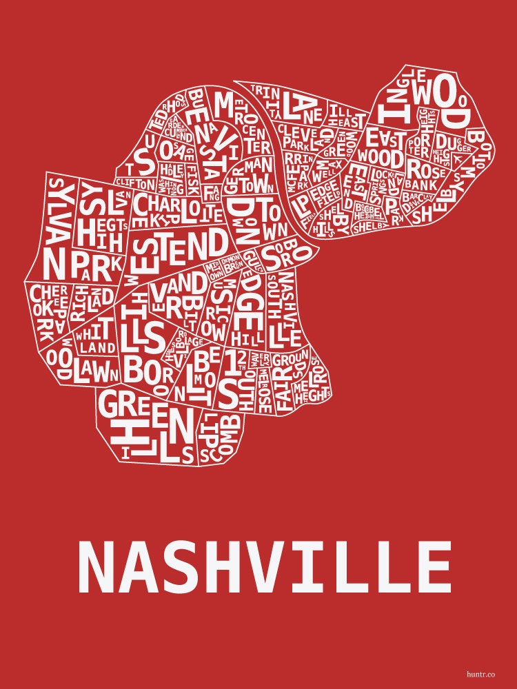 Nashville Neighborhood Map (Red)
