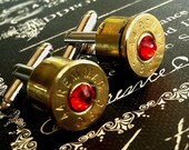 Bullet cufflinks Desert Eagle 44 MAG Red Swarovski crystal light siam silver backings Magnum handgun cuff link gift wedding cuff links men