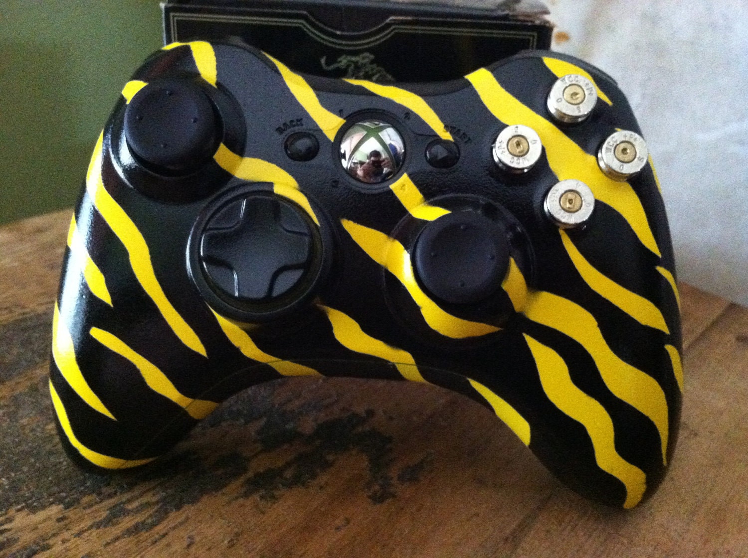 Xbox 9mm Shotgun Shell bullet button Controller Custom Yellow Painted Tiger Strip Camo Video Game handcrafted video games call of duty