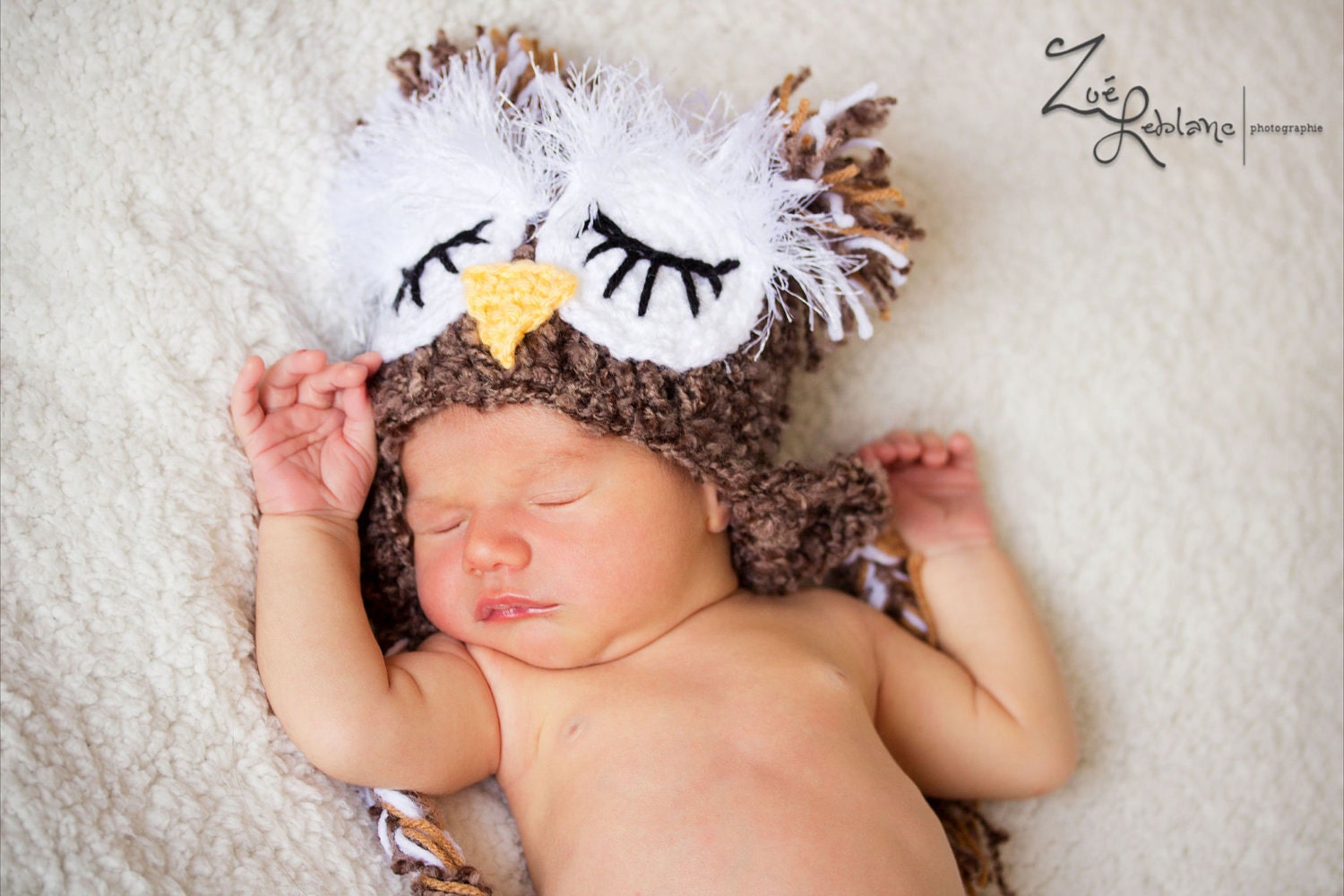 OWL BABY SET - Hat and Diaper Cover - photo prop - acrylic/ boucle - Made To Order