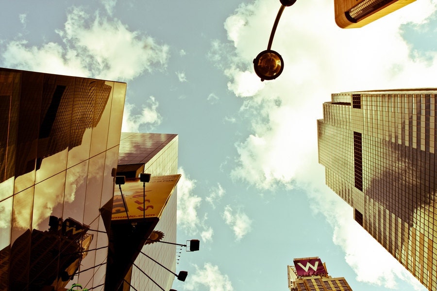 New York Skyscrapers, New York City Photography, Golden skycrapers and blue sky, Wall decor print 8x12 or 8x10, ohtteam