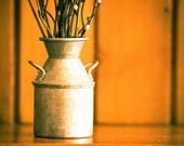 Still Life Photography, Vintage Mini Milk Canister Vase, 8x12 or 8x10 Canvas or Photo Paper Print
