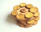 Set of four (4) juniper wood coasters-Kitchen utensil-Trivet-Eco friendly,untreated wood-Rustical-Home decor-Outdoor wedding