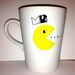 Latte mug couple set of 2 mugs- "Mr. Pacman and Mrs. Pacman" mug set perfect couple gift wedding gift, housewarming Gift yellow red black