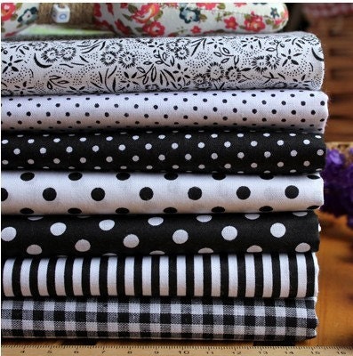 7 pieces Black and white Series Color collection Cotton Cloth  Quilt Fabric - FeiYa