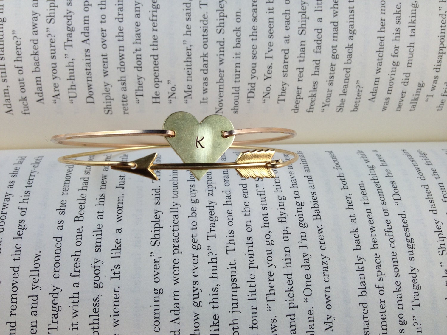 Simply Gold Heart and Arrow Bangle Bracelet