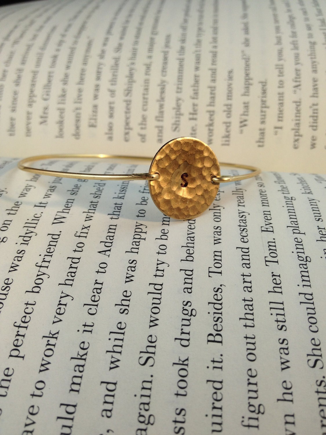 Simply Hammered Personalized Disc Bangle Bracelet