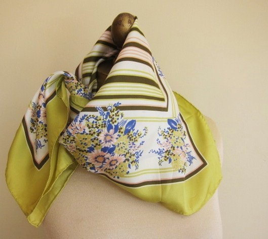 Chartreuse 1950s 60s  vintage scarf
