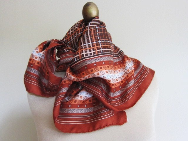 1950s silk scarf autumn leaves
