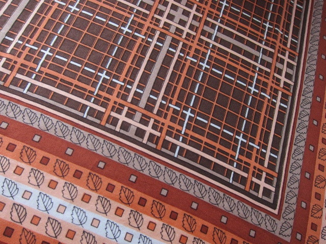 1950s silk scarf autumn leaves