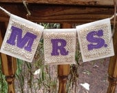 Mr. and Mrs. Banner sign - Burlap, Cardstock, Sewn, Rustic, Shabby Chic, Vintage