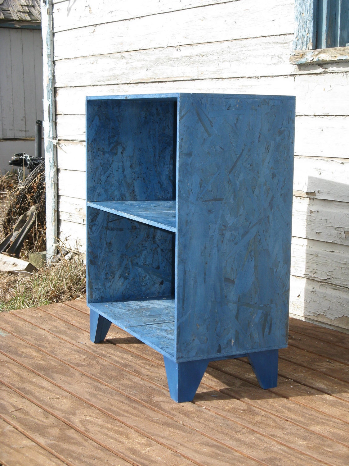 modular osb bookcase blue one by one with single fixed shelf