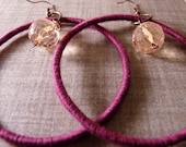 On SALE: Recycled Hipster and Glam Large Purple Hoop Earrings