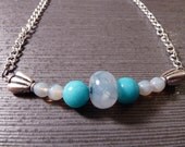 Reclaimed Boatneck Necklace of Blues and Whites