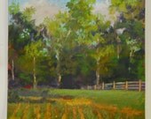 Hay Tracks Pastel Landscape