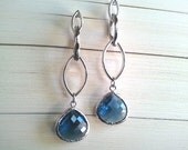 Montana Marquise Forever ,Drop, Dangle, Glass Earrings, bridesmaid gifts,Wedding jewelry - 925 sterling silver post