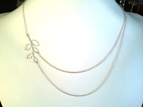 Lovely Branch Double Strand Necklace , charm, pendant, lariat, wedding, necklace,bridesmaid gifts,Wedding jewelry, strand,  silver or gold