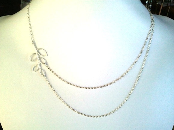 Lovely Branch Double Strand Necklace , charm, pendant, lariat, wedding, necklace,bridesmaid gifts,Wedding jewelry, strand,  silver or gold