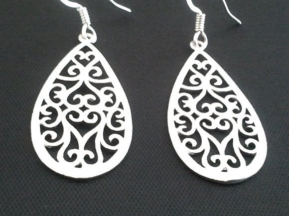 Oriental Drop Silver ,Drop, Dangle, Earrings,bridesmaid gifts,Wedding jewelry