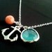 Anchor pendant, Necklace, coral, mint glass ,anchor charm, pendant, lariat, wedding, necklace, mother's day gift