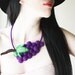 OOAK Felt Grape Necklace, Statement Necklace, Wine Jewelry, Fruit Jewelry, Fun Jewelry, Colorful Jewelry, Unique Jewelry, Violet, Green