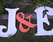 2 Large Wood Letters And the Ampersand.  Two Wedding wood letters for your first initials (A - Z) plus the ampersand