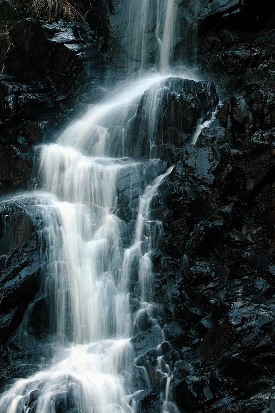 Waterfall Nature Photography, Rocks, Long Exposure, 8 x 10 Fine Art Photograph