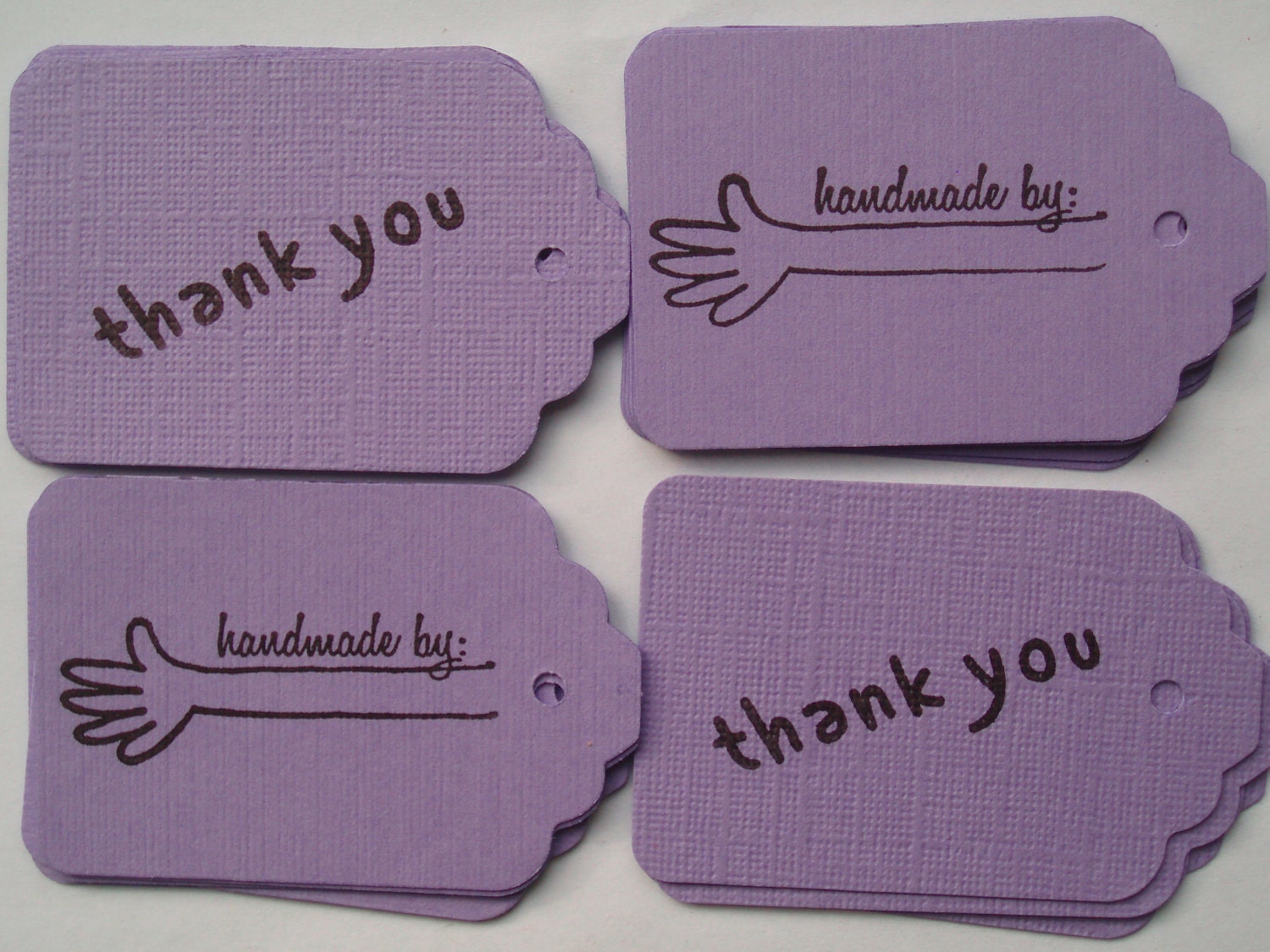 Handmade by' Thank you Hang Tags (20) - Your choice of color
