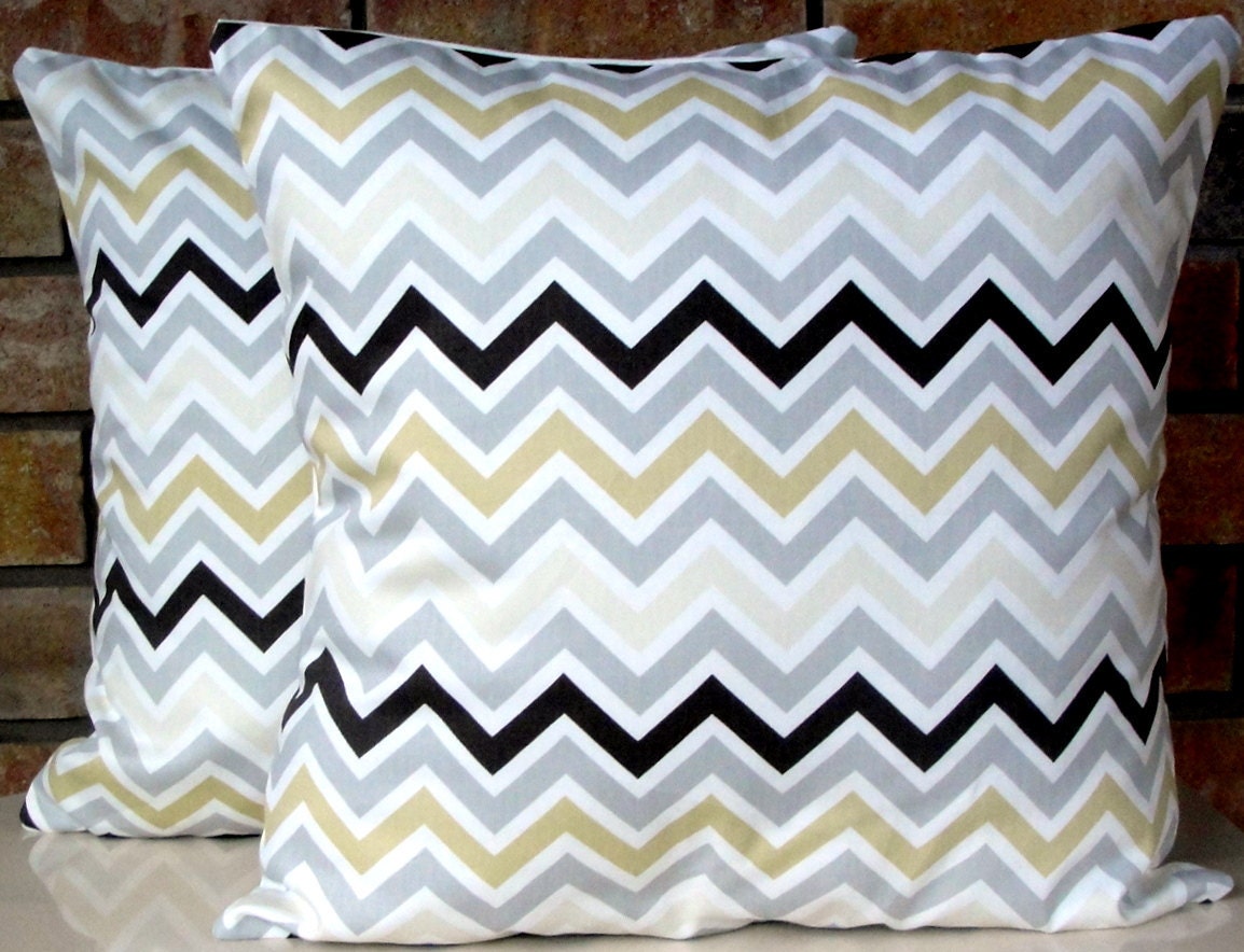 Pillow Decorative Pillows Chevron Pillow Covers Missoni Style 18x18 Inches - Brown,gray and Olive Green on Natural Zig Zag Chevron