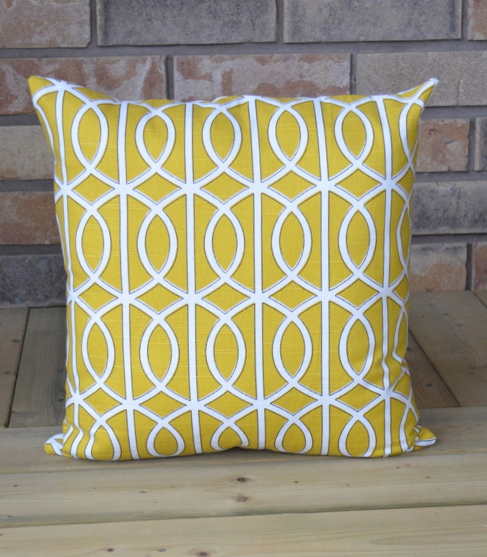 Yellow chain pillow Dwell Studio accent pillows designer pillows 18 inches Bella Porte Citrine Pillow Cover
