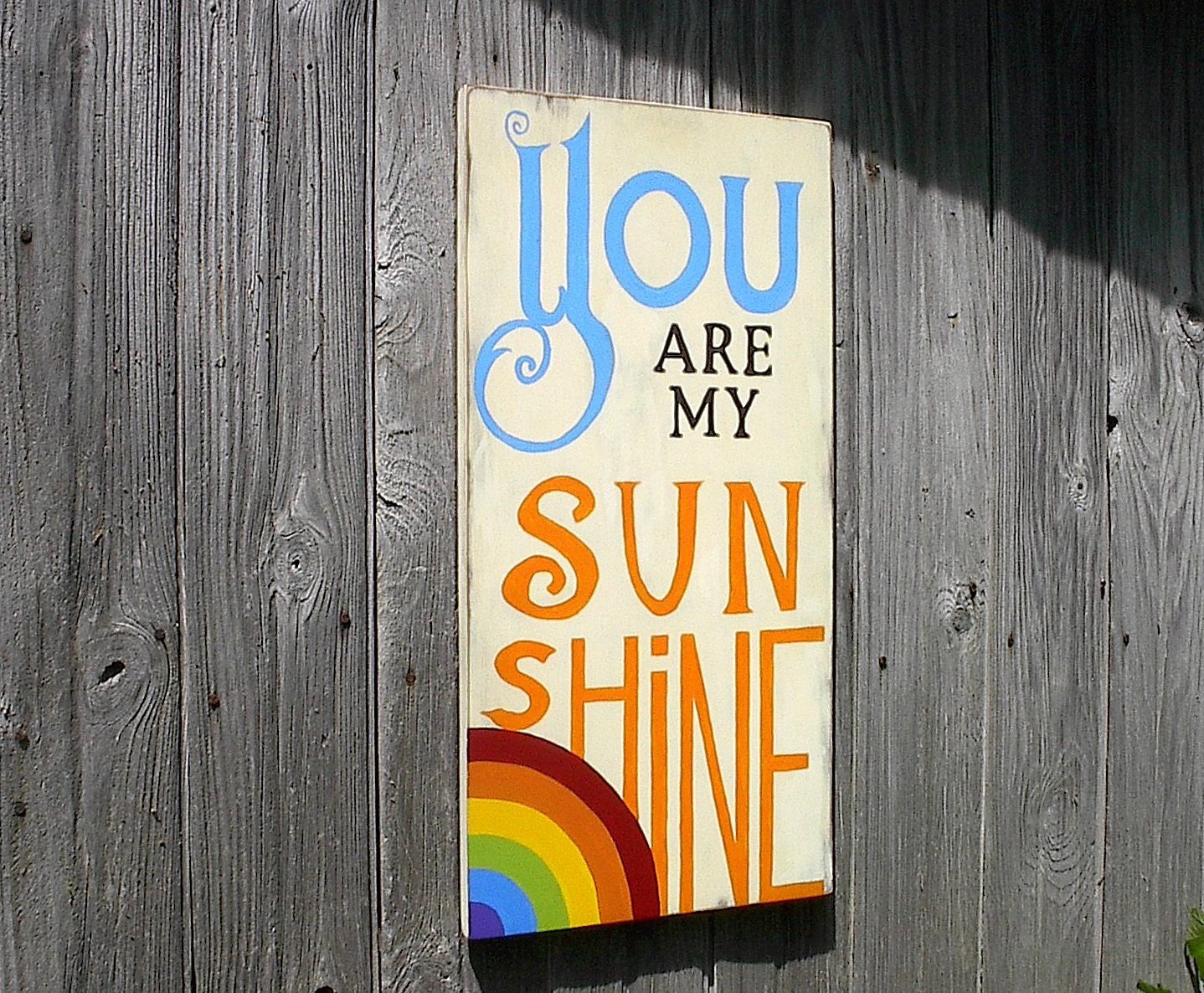 You Are My Sunshine Sign Typography Word Art nursery Colorful Distressed Wood Subway Wall Sign