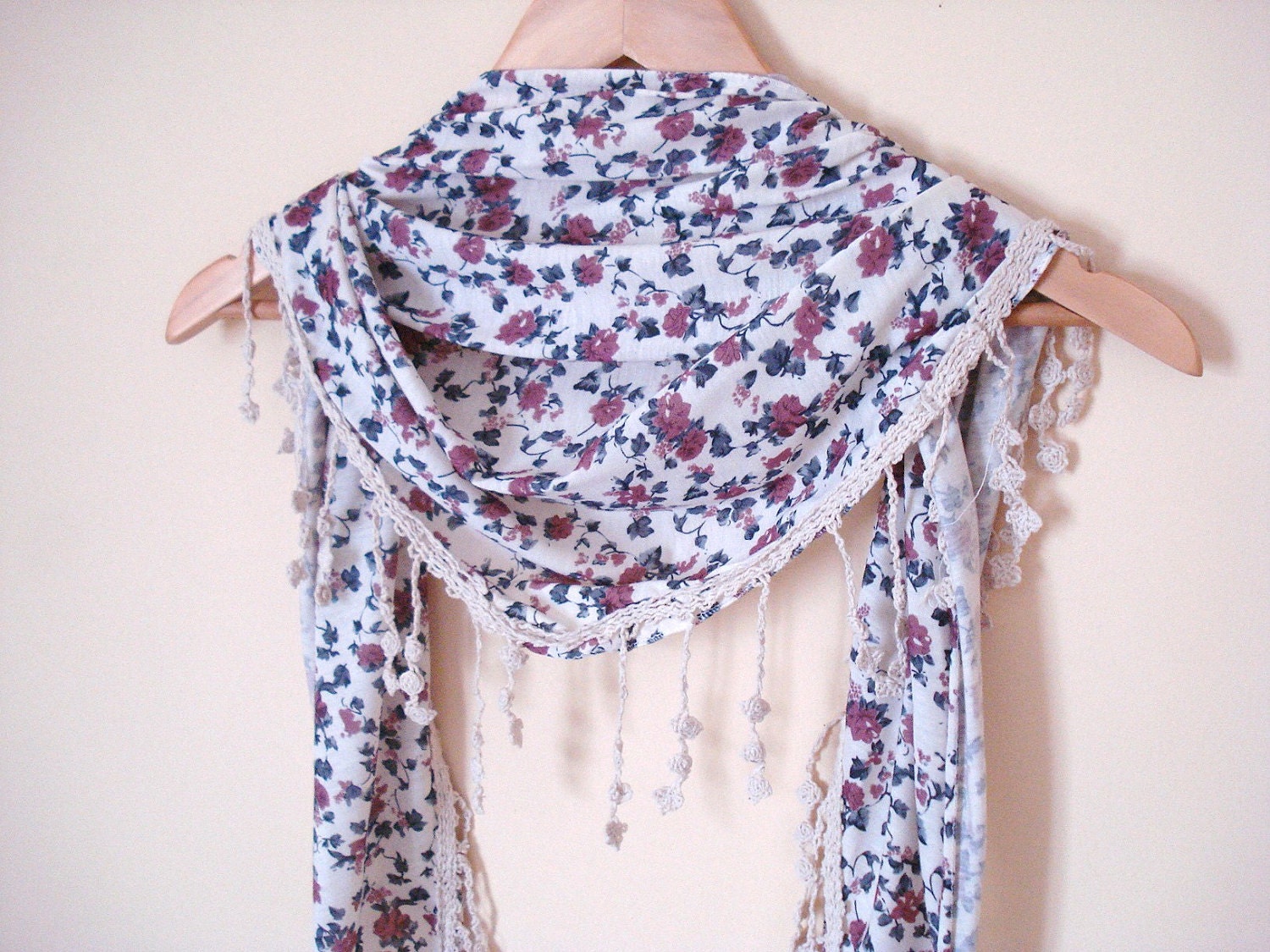 Jersey Cotton Shawl Scarf, Floral
