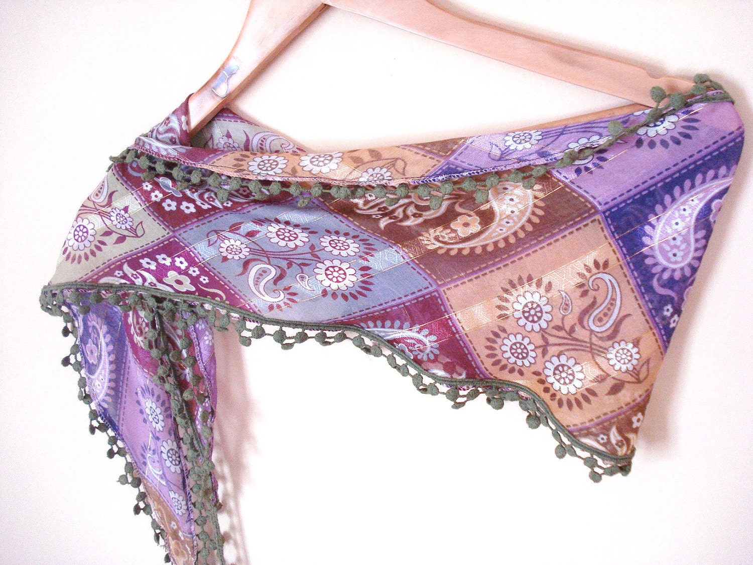 Colorful Scarf with Lace, Multicolor scarf