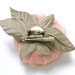 Peachy-pink HANDMADE silk fabric flower hair clip/pin brooch