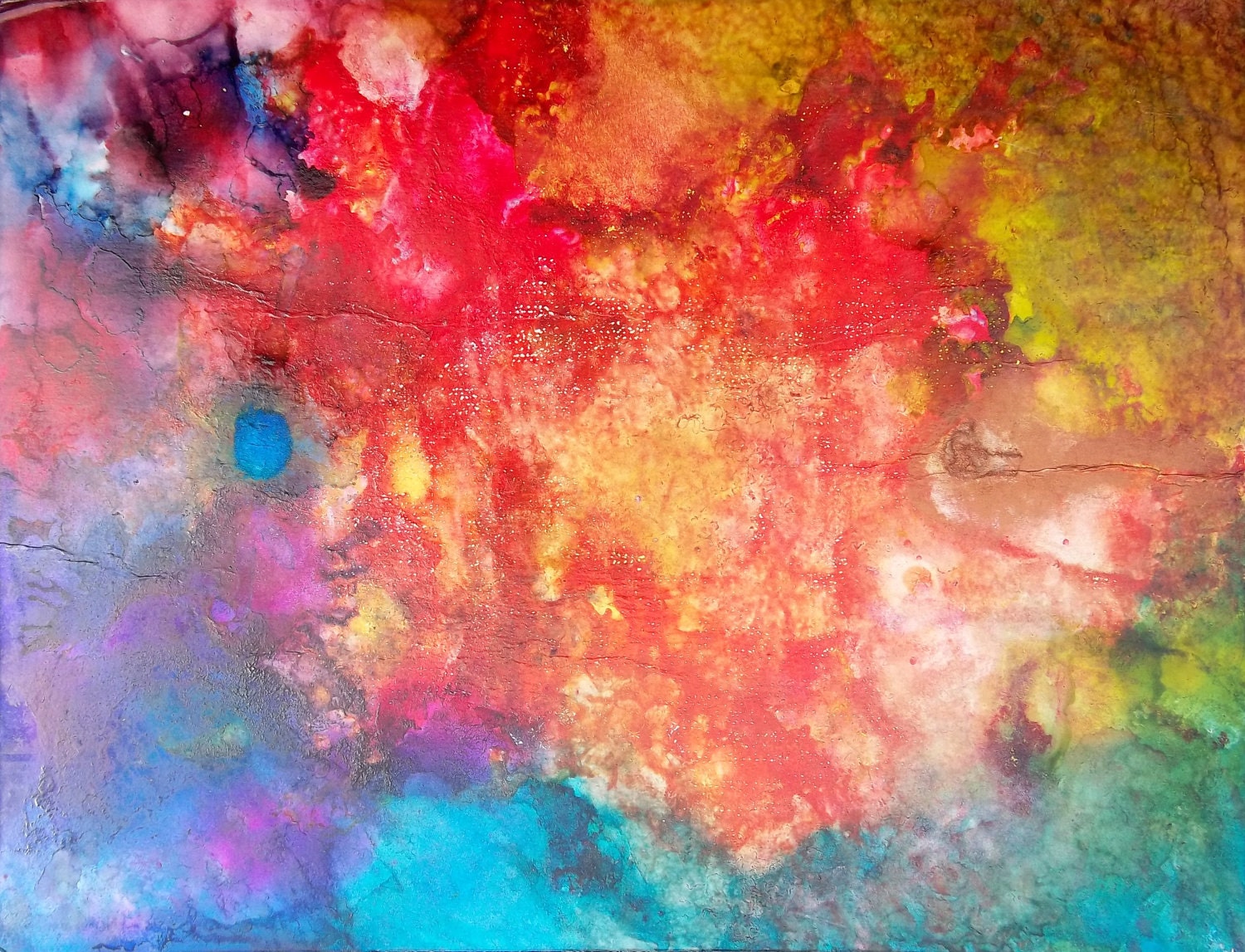 ORIGINAL Bright Multi Colored Rainbow Modern Contemporary Art Abstract Acrylic Painting Red Blue Purples