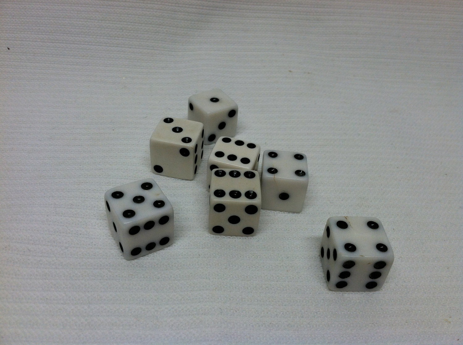 Dice black and white cube, vintage junk art gaming dice pieces, jewlery craft making supplies