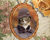 Cat Norwegian Forest Cat Jewelry Pendant Necklace - Brooch Handcrafted Ceramic