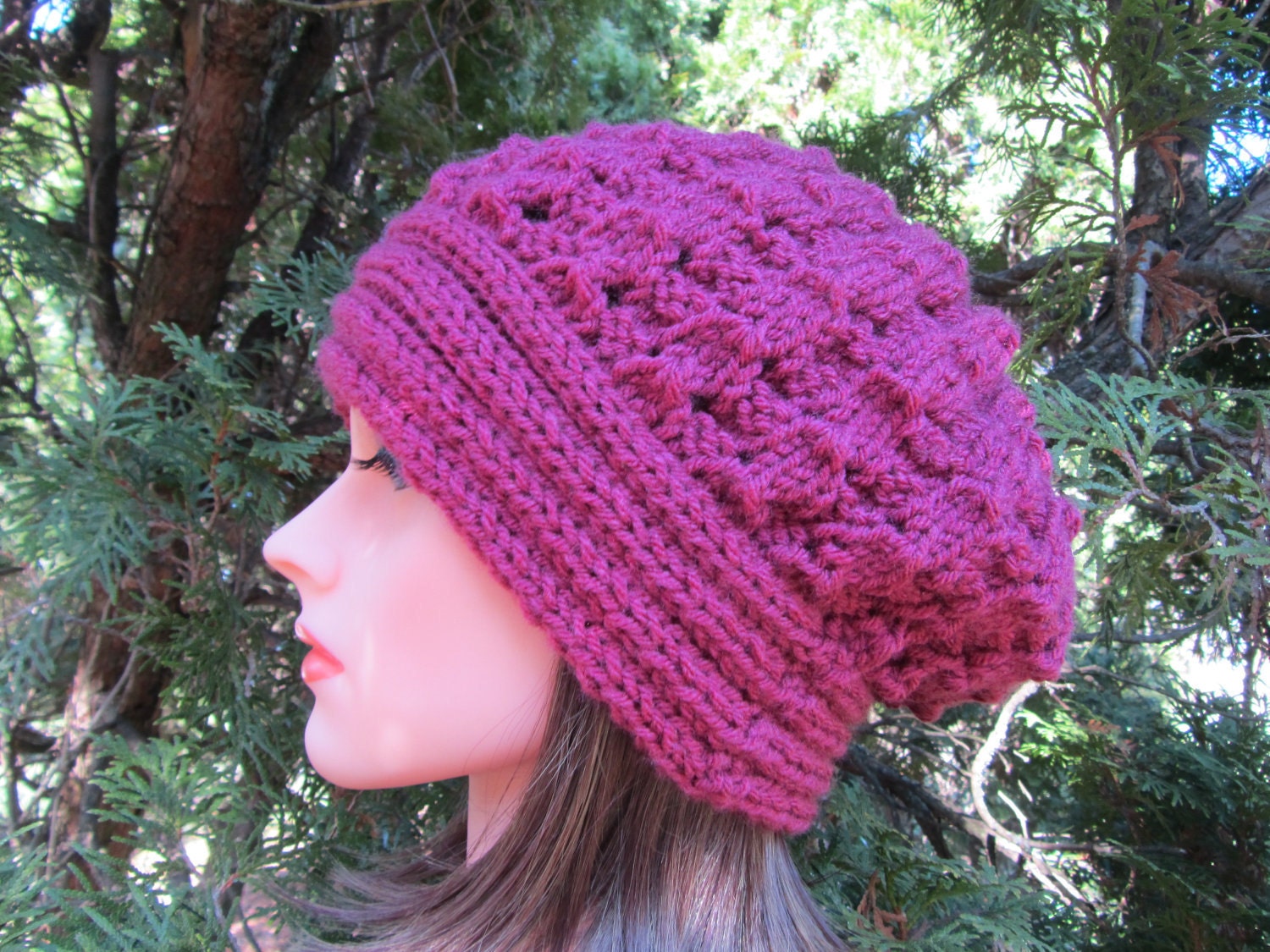 Antique Rose Hand Knit Hat, Beret Hat in Antique Rose, Fall and  Winter  Accessories