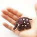 Cute polka dot sleeping elephant brooch / Plush animal brooch in dark brown and pale pink / Christmas gifts for kids
