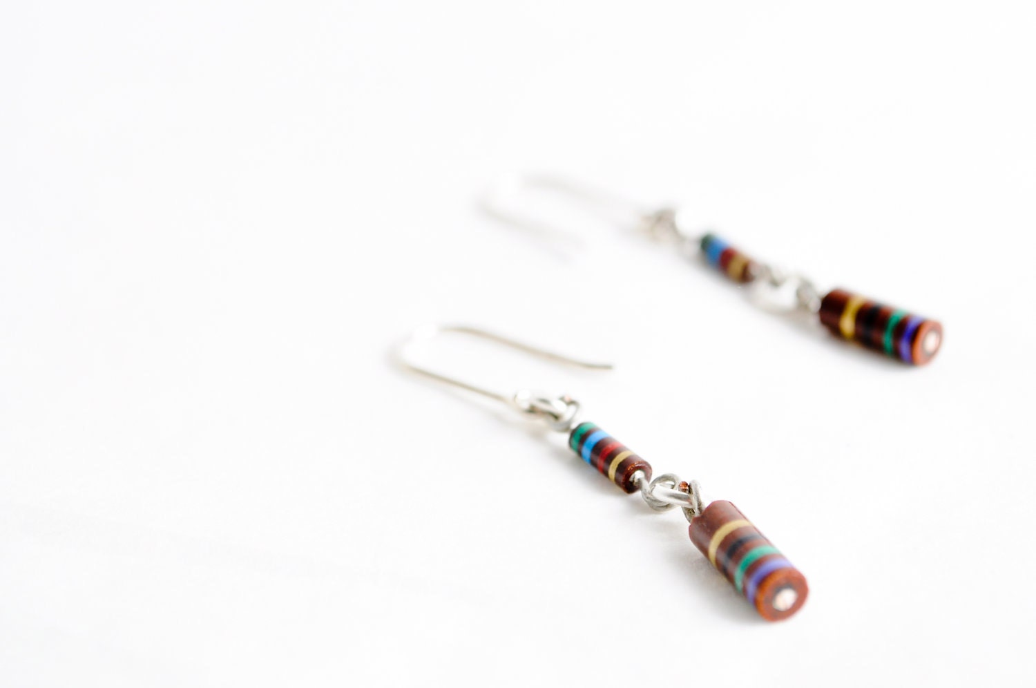 Sterling Silver Retro 80's Resistor Earrings (Short) ( geek, geeky, geekery, geek chic )