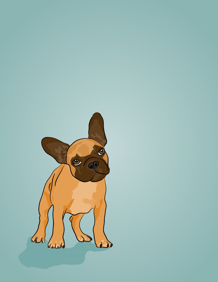 French Bulldog Puppy Portrait - Illustration - 8 x 10 Matte Print
