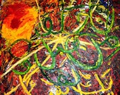 Original Oil Painting on Acrylic background Islamic Arabic calligraphy " Created from Nothing "