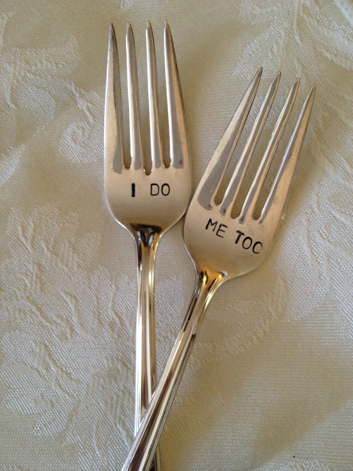 vintage silverware hand stamped pastry fork cake fork I Do Me Too