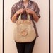 Mustard Summer Tote Beige Velvet Shoulder Bag Free shipping purse Embellished Crochet Flowers Medium Size OOAK