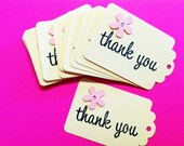 Gift Tag (set of 30) - thank you cherry blossom with hole punch