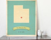 Utah Roots Map 11x14 Customized Print