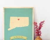 Connecticut Roots Map 11x14 Customized Print